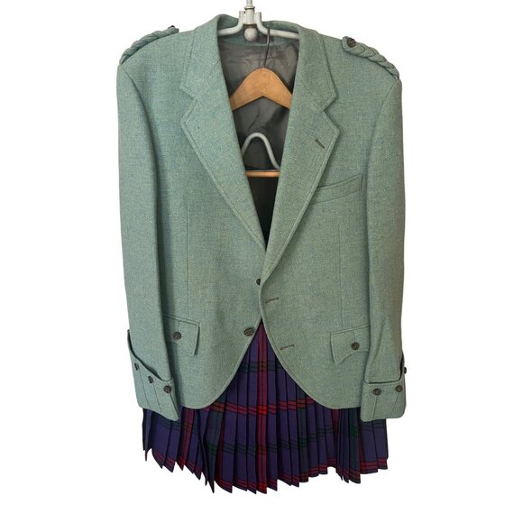 Vintage  Highland Crafts Royal Mile Scotland Purple Kilt & Day Jacket - Picture 1 of 16